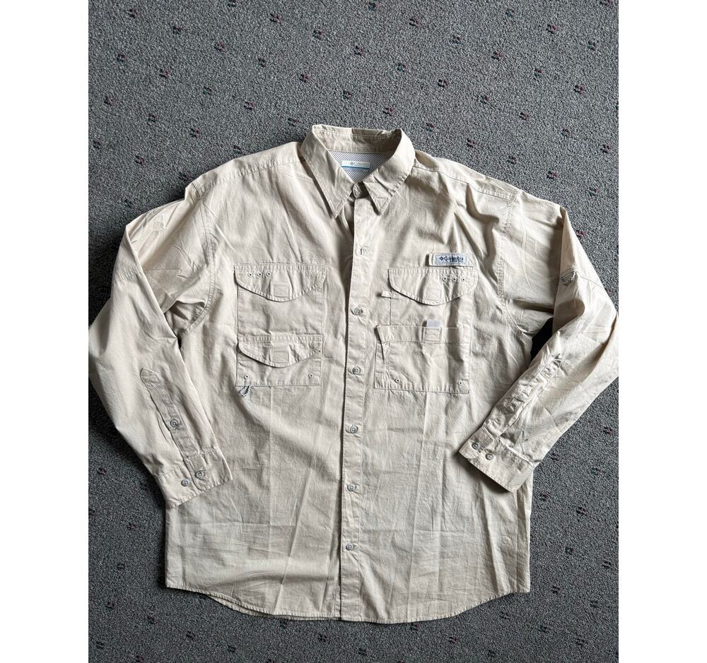 Columbia PFG Tan Mens Shirt Size Medium